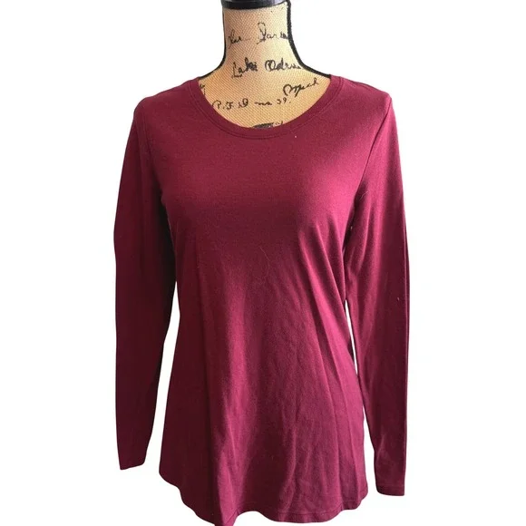 No Boundaries Womens Burgundy Long Sleeve Crew Neck T-Shirt Size XL 15-17 Maroon - Picture 1 of 4